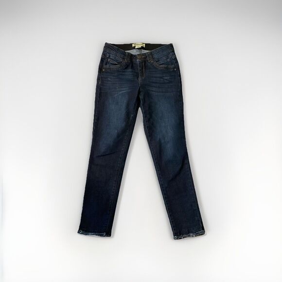 Democracy  Ab Technology Jeans SZ 2 Distressed Raw Hem Stretch Waistband - Picture 1 of 6